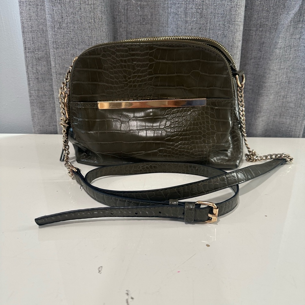 Crossbody women’s handbag olive croco.